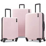 American Tourister Stratum XLT Expandable Hardside Luggage with Spinner Wheels Pink Blush Checked-Medium 25-Inch
