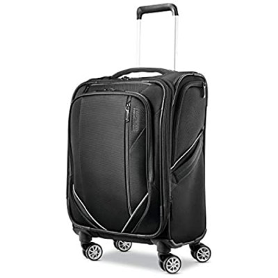 American Tourister Zoom Turbo Softside Expandable Spinner Wheel Luggage  Black  Carry-On 20-Inch