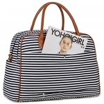 BAOSHA Canvas Carry On Weekender Overnight Travel Duffel Bag for Women HB-33 (Blue Striped)