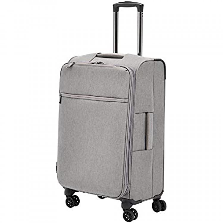 Basics Belltown Softside Expandable Luggage Spinner Suitcase with Wheels 26 Inch Grey