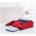 Basics Belltown Softside Expandable Luggage Spinner Suitcase with Wheels 26 Inch Red