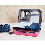 Basics Geometric Travel Luggage Expandable Suitcase Spinner with Wheels and Built-In TSA Lock 21.7-Inch - Pink