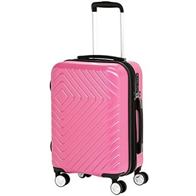  Basics Geometric Travel Luggage Expandable Suitcase Spinner with Wheels and Built-In TSA Lock  21.7-Inch - Pink