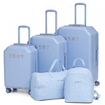 DKNY Metal Logo Hardside Spinner Luggage Light Blue Checked-Large 28-Inch
