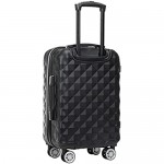 Kenneth Cole Reaction Diamond Tower Luggage Collection Lightweight Hardside Expandable 8-Wheel Spinner Travel Suitcase Black 20-Inch Carry On