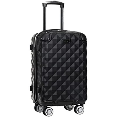 Kenneth Cole Reaction Diamond Tower Luggage Collection Lightweight Hardside Expandable 8-Wheel Spinner Travel Suitcase  Black  20-Inch Carry On