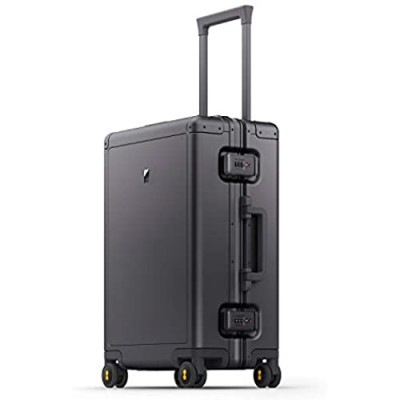 LEVEL8 Carry on Luggage  20" Aluminum Frame Hardside Suitcase Zipperless Luggage with TSA Lock  8 Spinner Wheels - Dark Grey