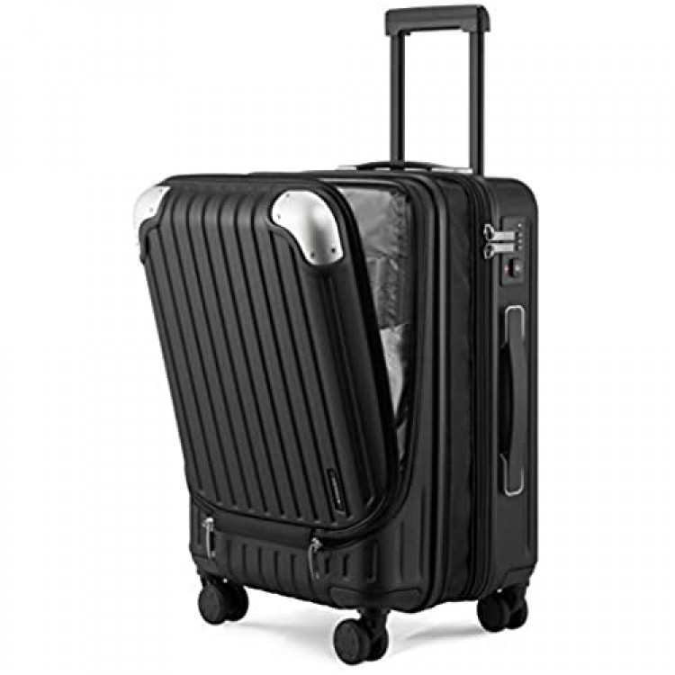 LEVEL8 Grace Carry-On Luggage Hardside Suitcase 20” Lightweight Luggage ABS+PC Hardshell Spinner Luggage with TSA Lock Spinner Wheels Black 20-Inch Carry-On