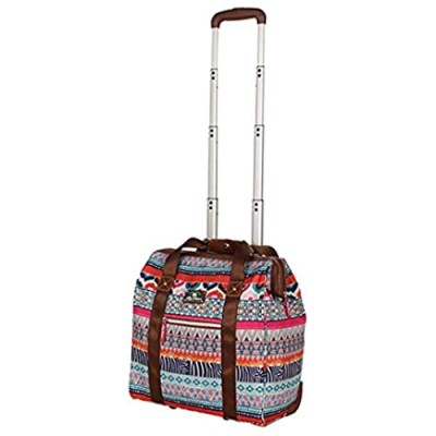 Lily Bloom Designer Under the Seat Tote Cabin Luggage Collection - 15 Inch Patterned Carry on Bag For Women - Lightweight Suitcase with 2 Rolling Spinner Wheels (Tribal Stripe)