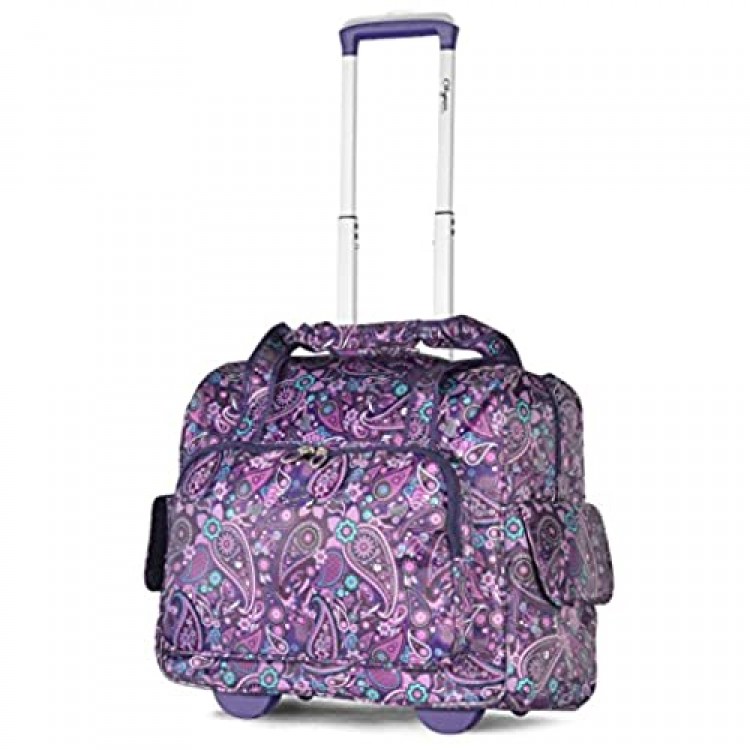 Olympia Deluxe Fashion Rolling Overnighter Purple Paisley One Size