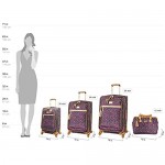 Steve Madden Designer Luggage Collection - Lightweight Softside Expandable Suitcase for Men & Women - Durable 20 Inch Carry On Bag with 4-Rolling Spinner Wheels (Dark Purple)
