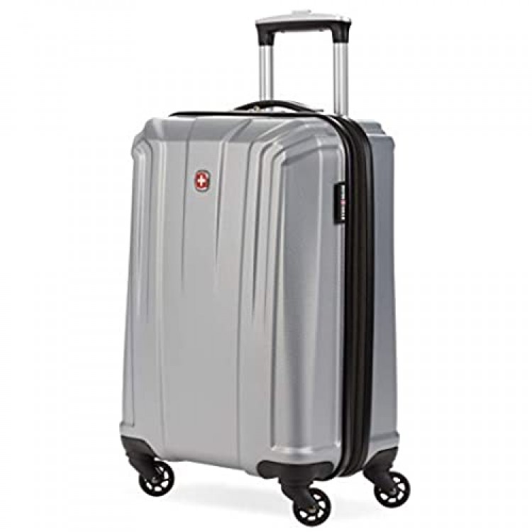 SwissGear 3750 Hardside Expandable Luggage with Spinner Wheels Silver Carry-On 20-Inch