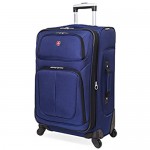 SwissGear Sion Softside Luggage with Spinner Wheels Blue Checked-Medium 25-Inch