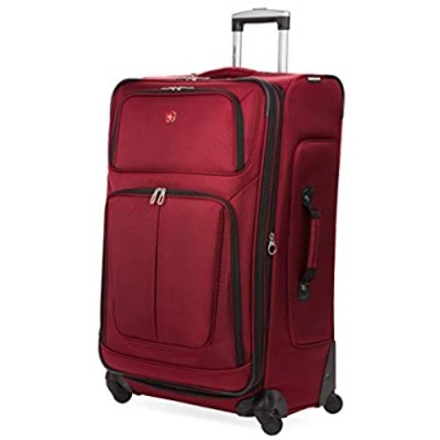 SwissGear Sion Softside Luggage with Spinner Wheels  Burgandy  Checked-Large 29-Inch