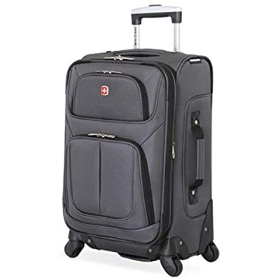 SwissGear Sion Softside Luggage with Spinner Wheels  Dark Grey  Carry-On 21-Inch
