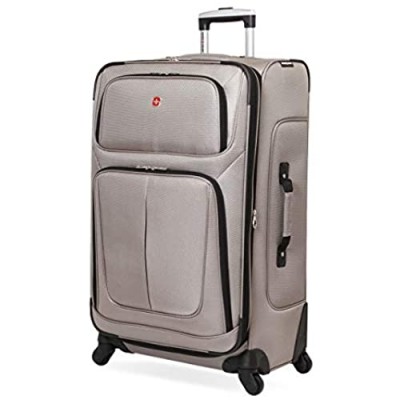 SwissGear Sion Softside Luggage with Spinner Wheels  Pewter  Checked-Large 29-Inch