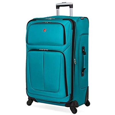 SwissGear Sion Softside Luggage with Spinner Wheels  Teal  Checked-Large 29-Inch