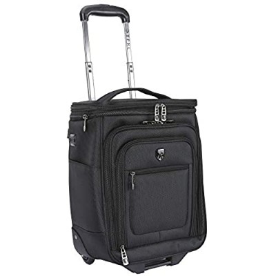 Travelers Club Top Expandable +50% Capacity Luggage with USB Port  Black  17" Underseat Carry-On