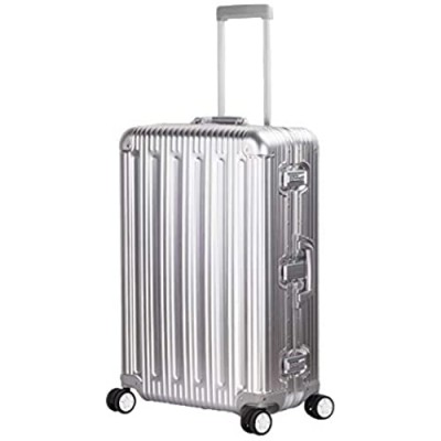 TRAVELKING All Aluminum Suitcase Hard Shell Luggage Case Carry On Spinner Matel Suitcase (Silver  24 Inch)