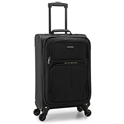 U.S. Traveler Aviron Bay Expandable Softside Luggage with Spinner Wheels  Black  Carry-on 23-Inch