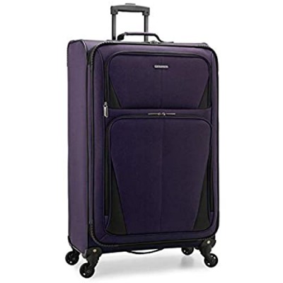 U.S. Traveler Aviron Bay Expandable Softside Luggage with Spinner Wheels  Purple  Checked-Large 31-Inch