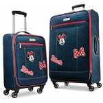 American Tourister Disney Softside Luggage with Spinner Wheels Minnie Mouse Denim Checked-Large 28-Inch