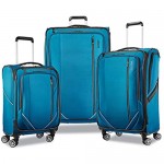 American Tourister Zoom Turbo Softside Expandable Spinner Wheel Luggage Teal Blue Checked-Medium 25-Inch