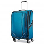 American Tourister Zoom Turbo Softside Expandable Spinner Wheel Luggage Teal Blue Checked-Medium 25-Inch