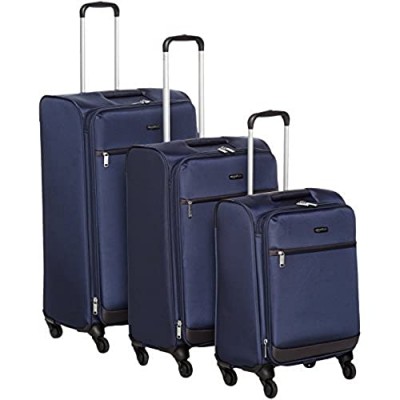  Basics 3 Piece Softside Carry-On Spinner Luggage Suitcase Set - Navy Blue