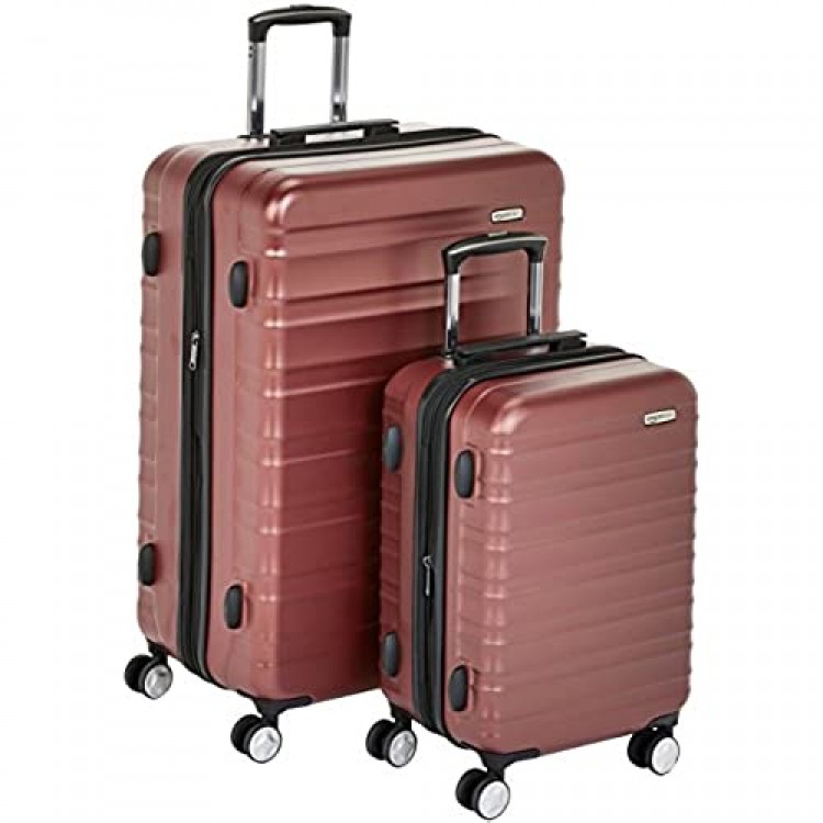 Basics Premium Hardside Spinner Luggage with Built-In TSA Lock - 2-Piece Set (21 30) Red