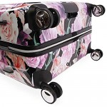 BEBE Women's Luggage Marie 29 Hardside Check in Spinner Black Floral Print One Size