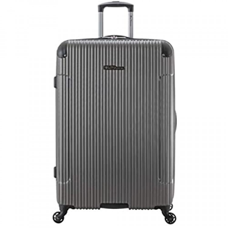 Ben Sherman Charlton Bay Collection Lightweight Hardside 4-Wheel Spinner Travel Luggage Silver 28-Inch Checked