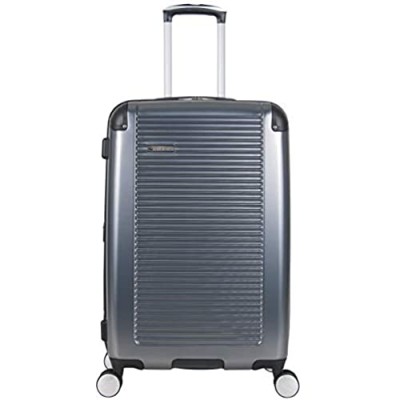 Ben Sherman Norwich Collection Lightweight Hardside PET Expandable 8-Wheel Spinner Luggage  Gunmetal  24-Inch Checked