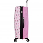 Betsey Johnson 30 Inch Checked Luggage Collection - Expandable Scratch Resistant (ABS + PC) Hardside Suitcase - Designer Lightweight Bag with 8-Rolling Spinner Wheels (Flamingo