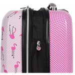 Betsey Johnson 30 Inch Checked Luggage Collection - Expandable Scratch Resistant (ABS + PC) Hardside Suitcase - Designer Lightweight Bag with 8-Rolling Spinner Wheels (Flamingo