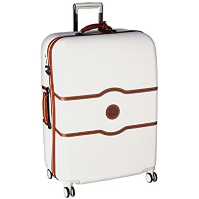 DELSEY Paris Chatelet Hardside Luggage with Spinner Wheels  Champagne White  Checked-Large 28 Inch  with Brake