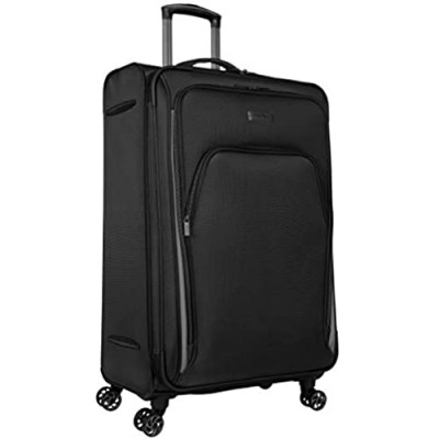 Kenneth Cole Reaction Cloud City 28” Lightweight Softside Expandable 8-Wheel Spinner Checked Travel Luggage  Black  inch