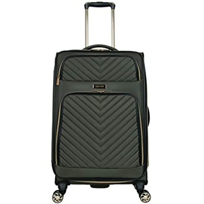 Kenneth Cole Reaction Women's Chelsea 24" Chevron Quilted Softside Expandable 8-Wheel Spinner Checked Suitcase  Olive  Inch