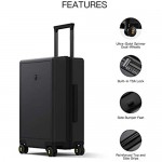 LEVEL8 Carry-On Luggage 20” Hardshell Suitcase Lightweight PC Textured Hardside Spinner Trolley for Luggage TSA Approved Cabin Luggage with 8 Spinner Wheels Black 20-Inch Carry-On