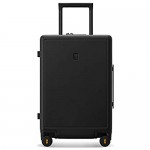 LEVEL8 Elegance Matte Medium Checked Luggage 24” Hardshell Suitcase Lightweight PC Matte Hardside Spinner Trolley for Luggage TSA Approved Checked Luggage with 8 Spinner Wheels-Black 24-Inch Checked-In