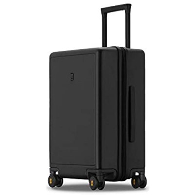 LEVEL8 Elegance Matte Medium Checked Luggage  24” Hardshell Suitcase  Lightweight PC Matte Hardside Spinner Trolley for Luggage  TSA Approved Checked Luggage with 8 Spinner Wheels-Black  24-Inch Checked-In