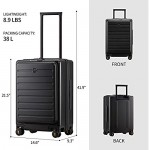 LEVEL8 Road Runner Carry On Luggage 20-Inch Hardside Suitcase Spinner Luggage with Front Pocket Double TSA Locks - Black