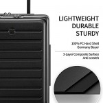 LEVEL8 Road Runner Carry On Luggage 20-Inch Hardside Suitcase Spinner Luggage with Front Pocket Double TSA Locks - Black