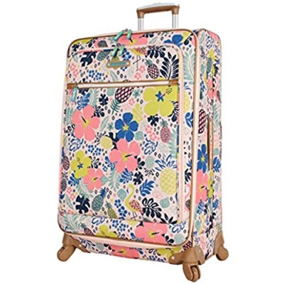Lily Bloom Luggage Large Expandable Design Pattern Suitcase With Spinner Wheels For Woman (Trop Pineapple  28in)