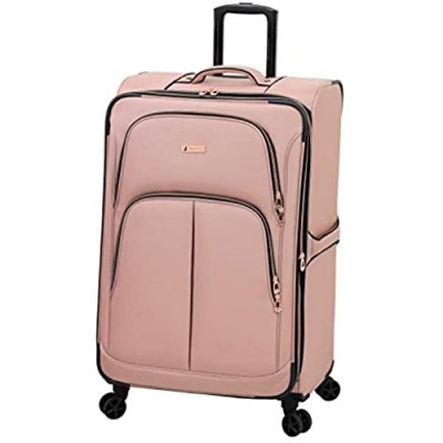 LONDON FOG Bromley Softside Expandable Spinner Luggage  rose gold  Checked-Large 28-Inch