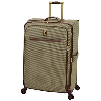 LONDON FOG Cambridge II Softside Expandable Spinner Luggage  Olive Houndstooth  Checked-Large 29-Inch