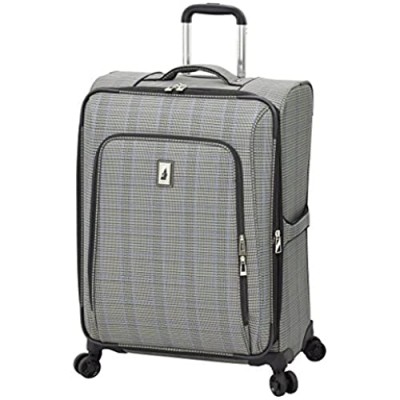 LONDON FOG Knightsbridge II Softside Expandable Spinner Luggage  Grey Sapphire Plaid  Checked-Medium 25-Inch