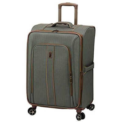 LONDON FOG Newcastle Softside Expandable Spinner Luggage  Slate Bronze  Checked-Medium 24-Inch