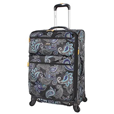Lucas Designer Luggage Collection - Expandable 24 Inch Softside Bag - Durable Mid-sized Ultra Lightweight Checked Suitcase with 4-Rolling Spinner Wheels (Diva)