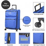 Lucas Designer Luggage Collection - Expandable 28 Inch Softside Bag - Durable Large Ultra Lightweight Checked Suitcase with 8-Rolling Spinner Wheels (Royal Blue)